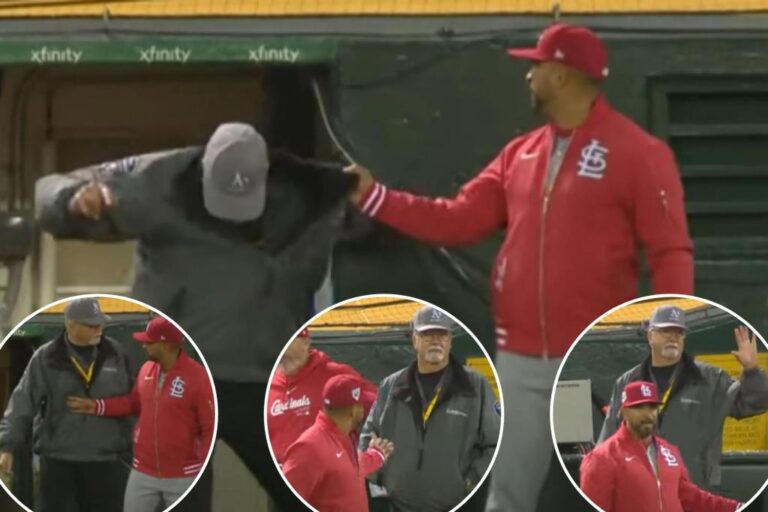 Cardinals’ Oliver Marmol grabs A’s security guard in challenge controversy